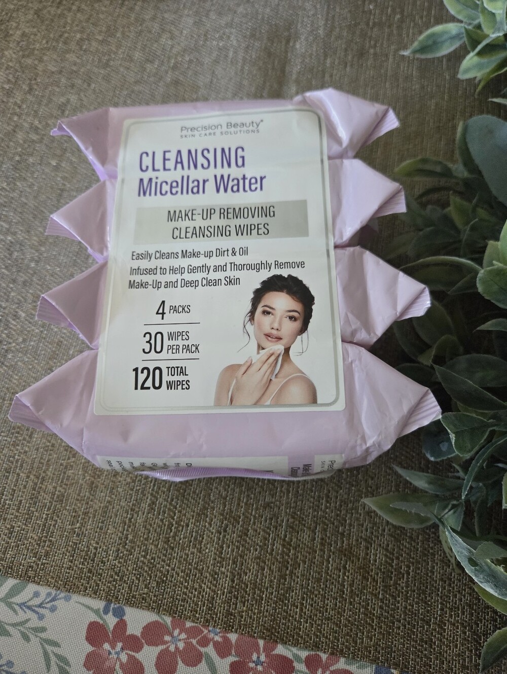 Precision Beauty Cleansing Micellar Water Makeup Removing Wipes — Pink